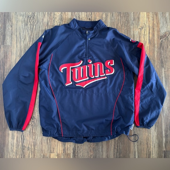Minnesota Twins Majestic Cool Base 1/4 Zip Pullover Jacket Mens M Windbreaker - Picture 1 of 10